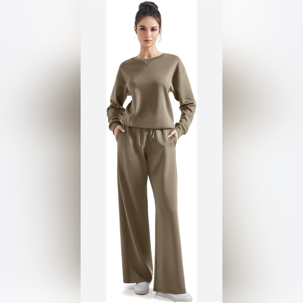 Suuksess Women's Modal 2 Pieces oufits Oversize Lounge Size L Color khaki